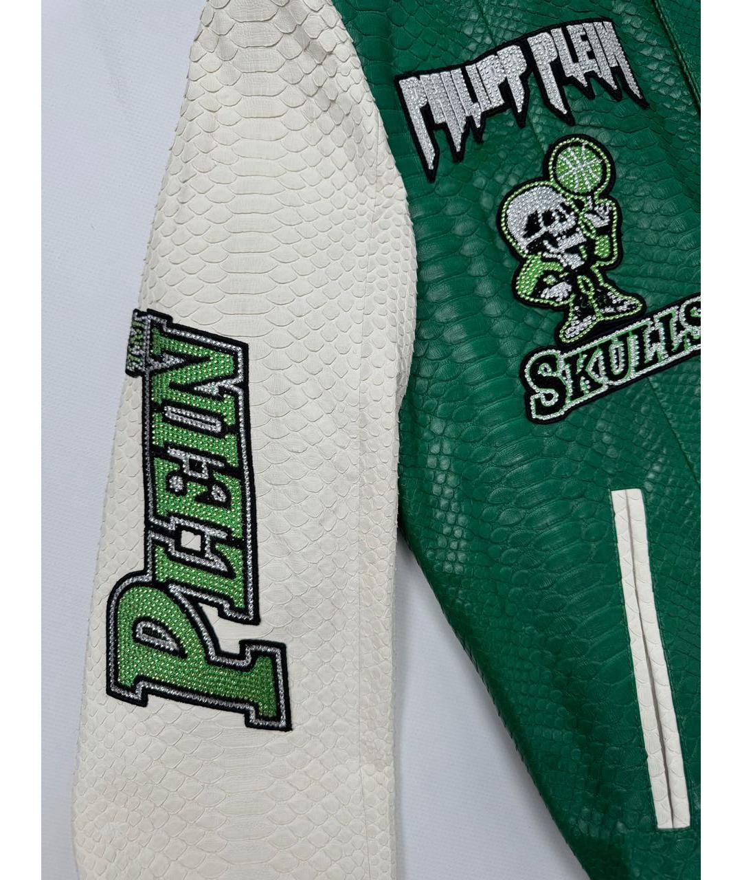 PHILIPP PLEIN Зеленая кожаная куртка, фото 5