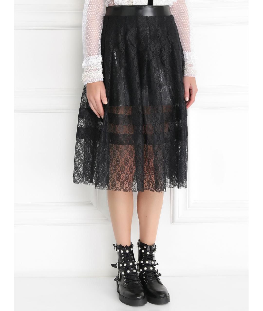 PHILOSOPHY DI LORENZO SERAFINI Черная полиэстеровая юбка миди, фото 3