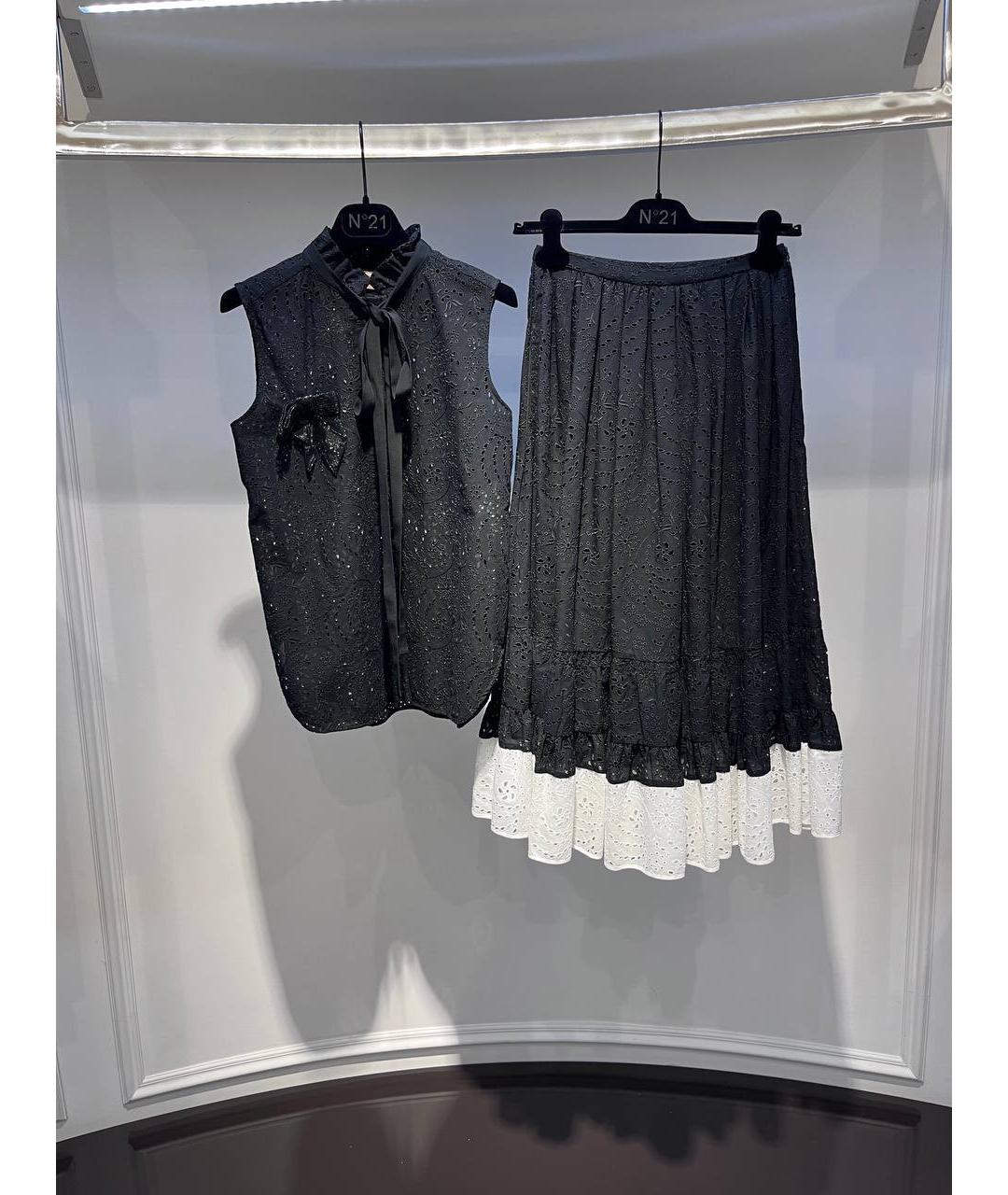 NO. 21 Черная хлопковая юбка миди, фото 3