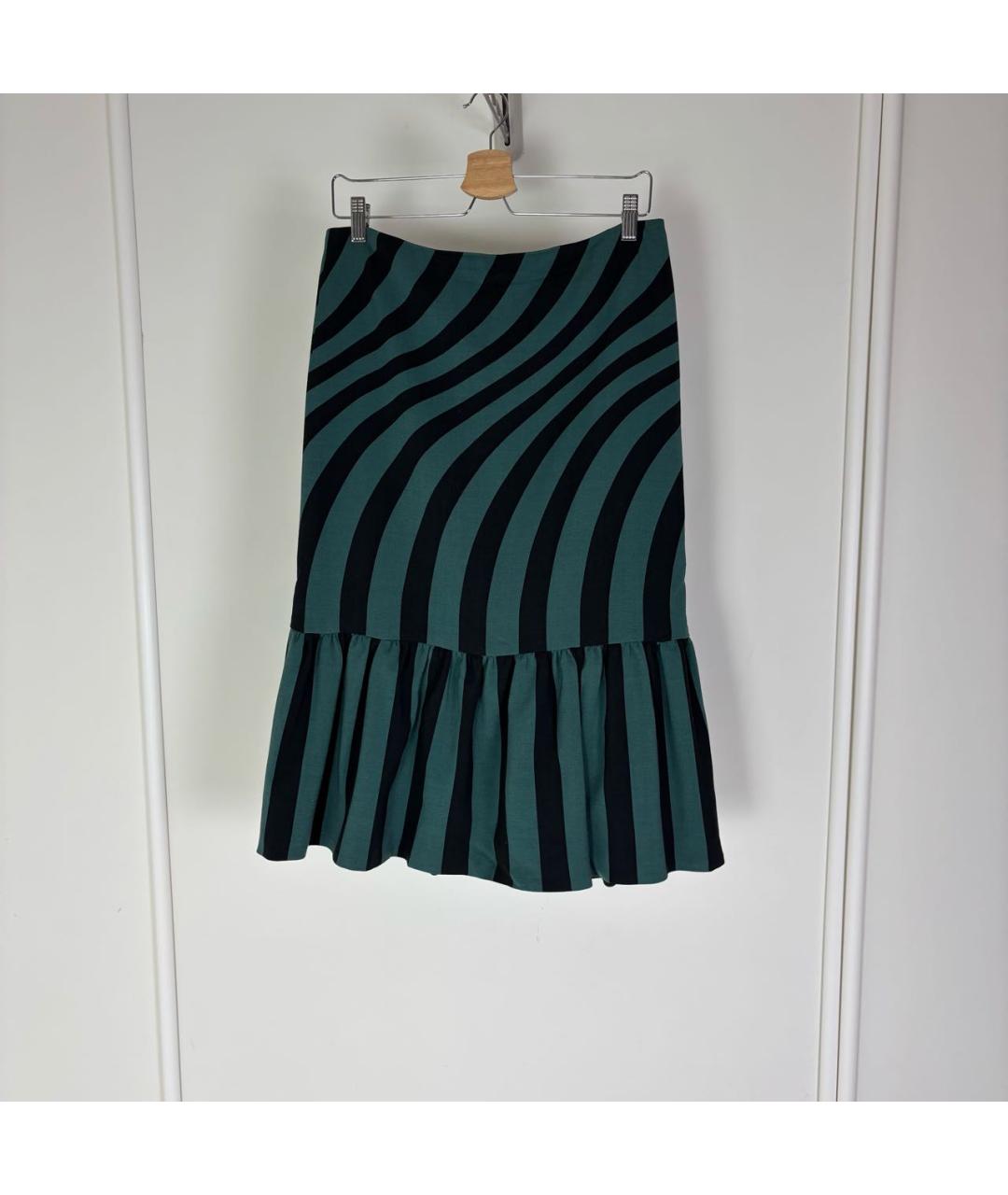 DRIES VAN NOTEN Зеленая вискозная юбка миди, фото 8