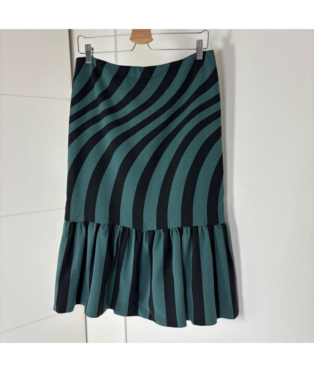 DRIES VAN NOTEN Зеленая вискозная юбка миди, фото 9