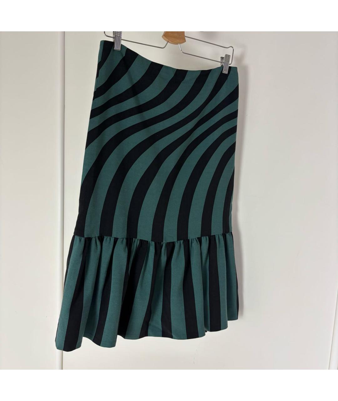 DRIES VAN NOTEN Зеленая вискозная юбка миди, фото 2
