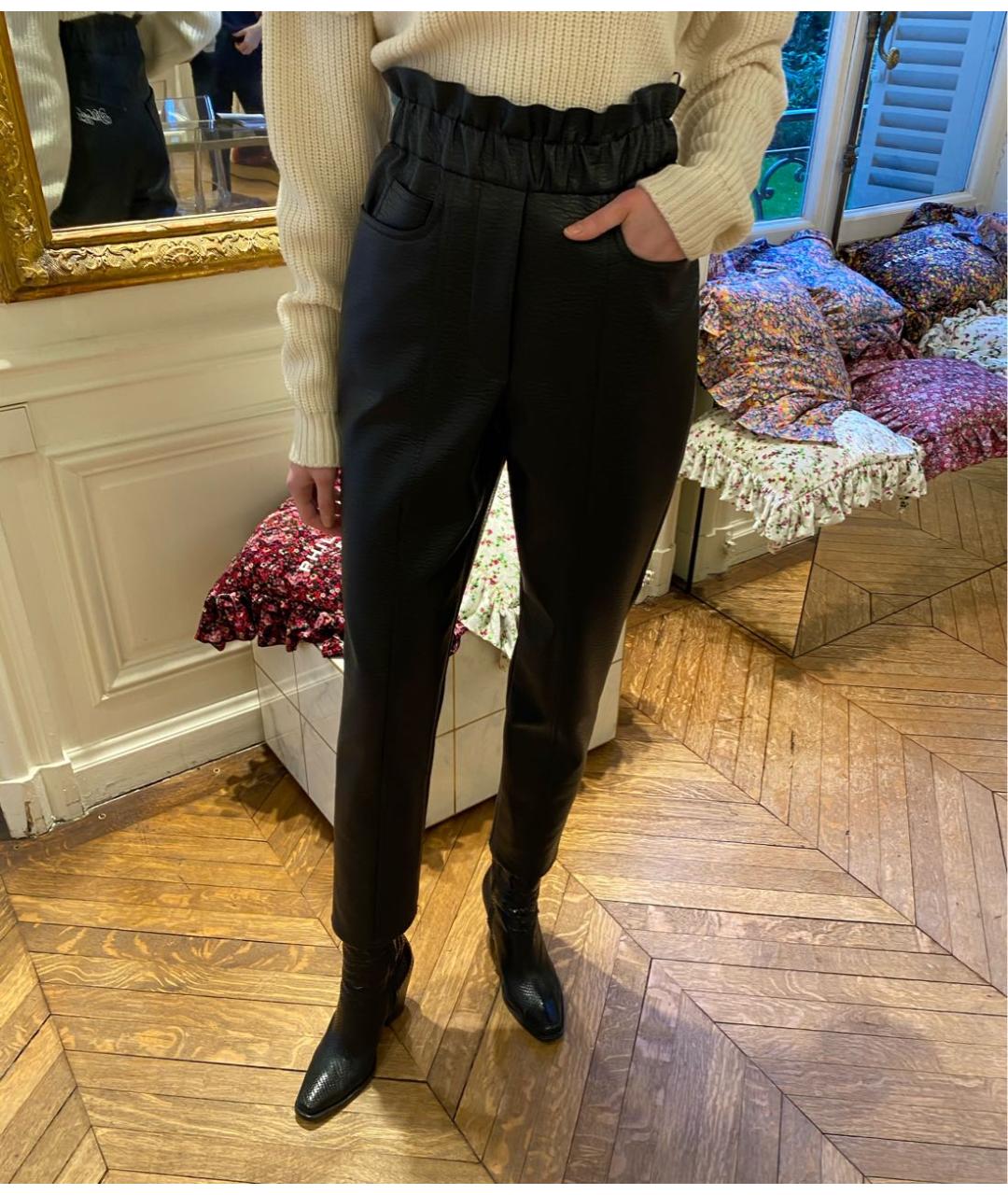 PHILOSOPHY DI LORENZO SERAFINI Черные полиуретановые прямые брюки, фото 7