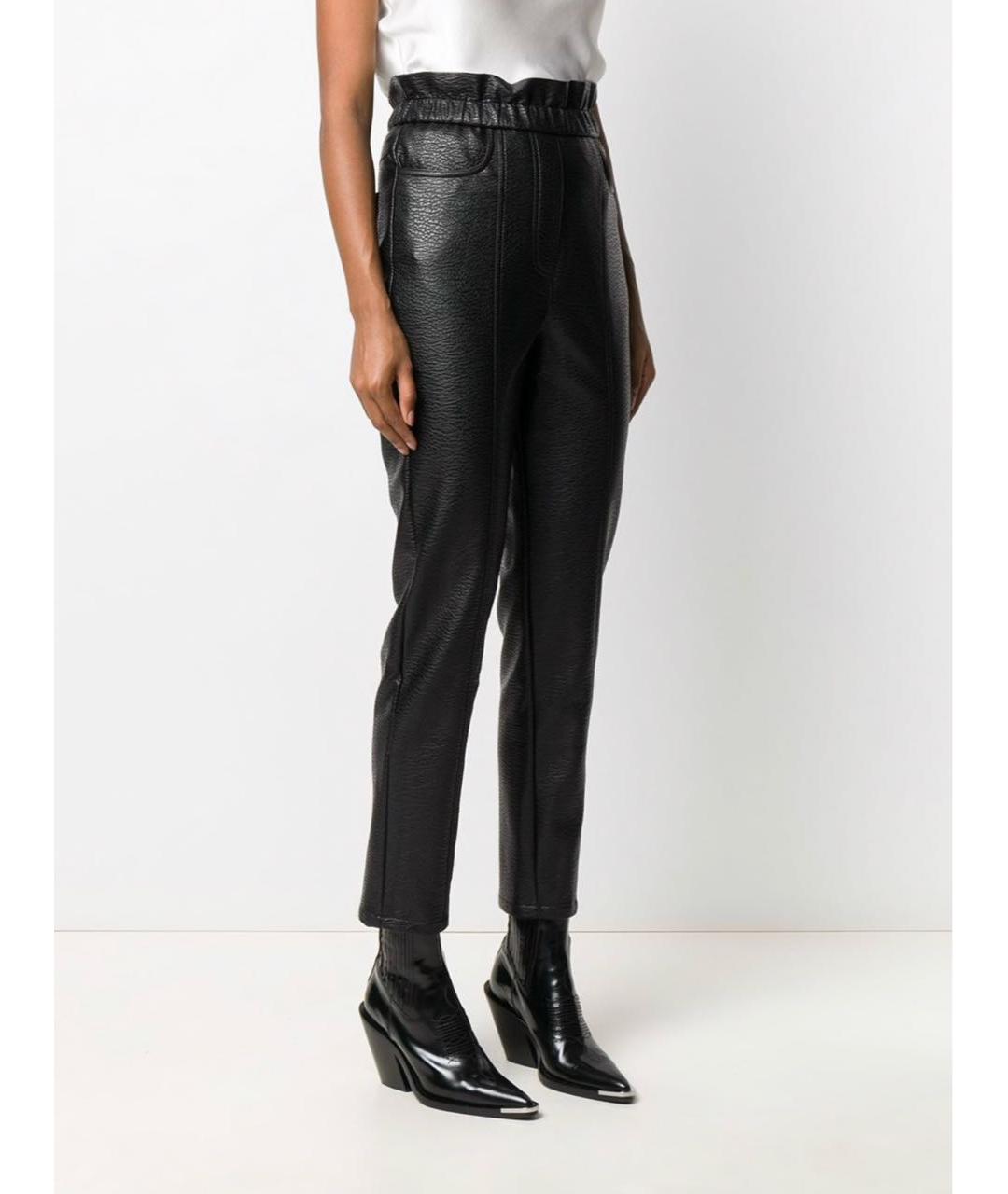 PHILOSOPHY DI LORENZO SERAFINI Черные полиуретановые прямые брюки, фото 3