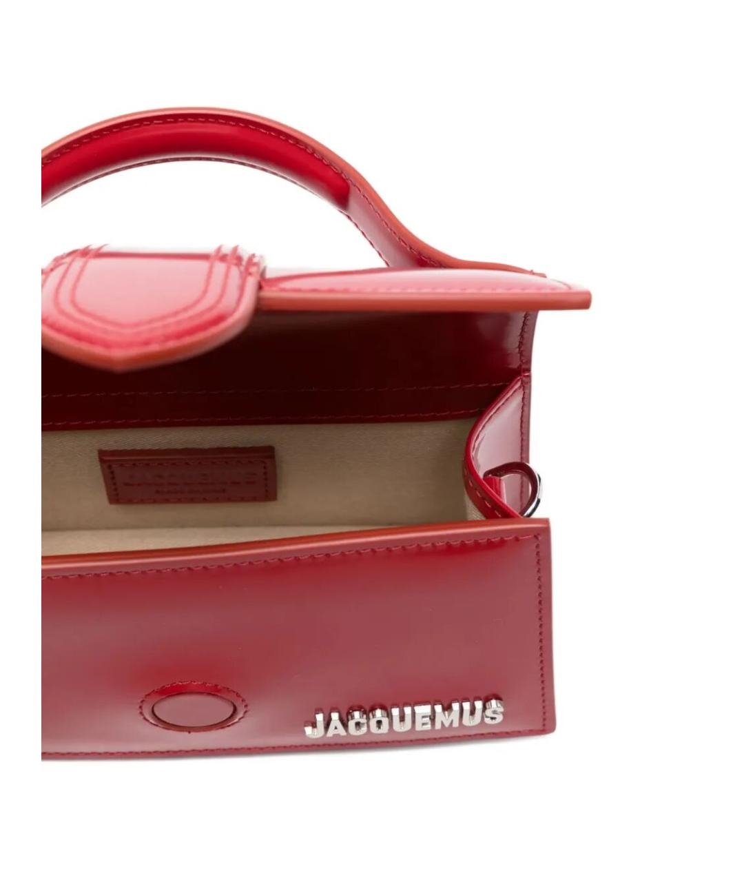 JACQUEMUS Красная кожаная сумка через плечо, фото 4