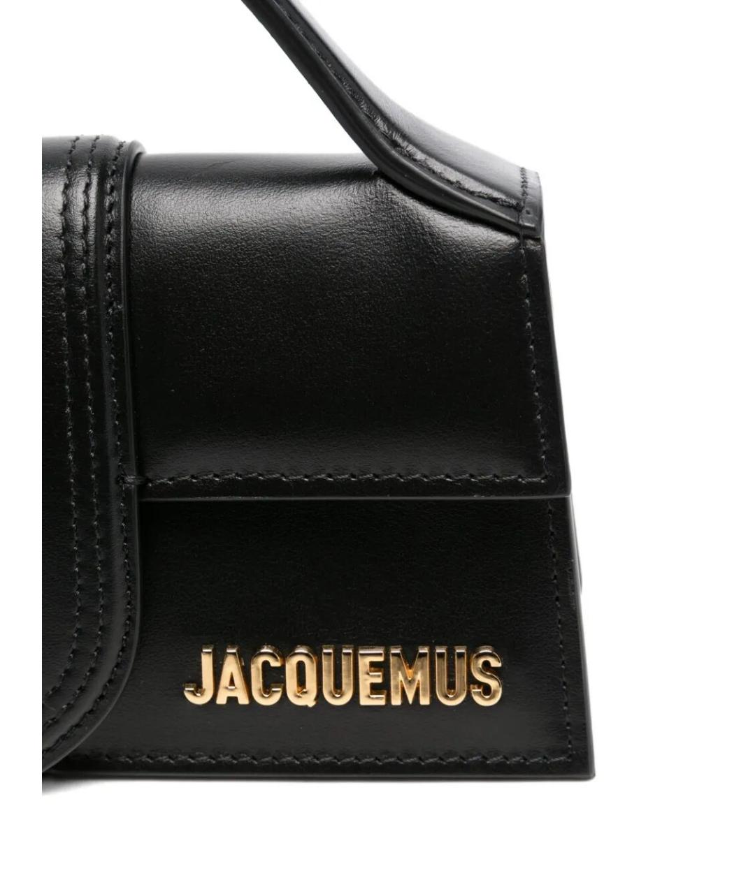 JACQUEMUS Черная кожаная сумка через плечо, фото 4