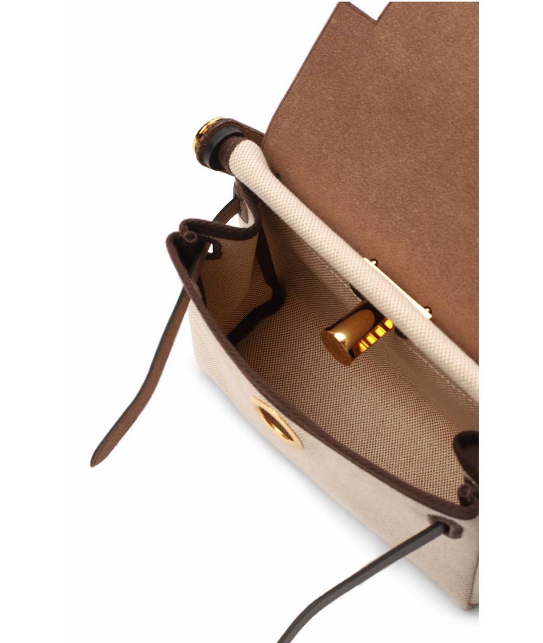 HERMES Бежевая кожаная сумка с короткими ручками, фото 5