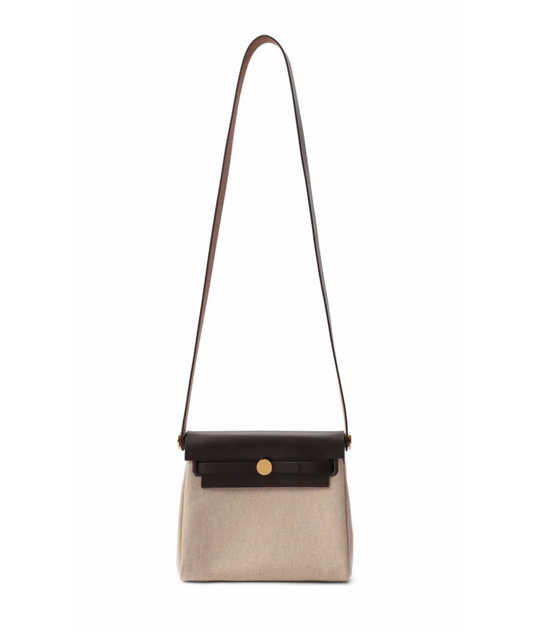 HERMES Бежевая кожаная сумка с короткими ручками, фото 1