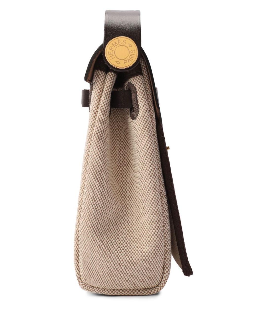 HERMES Бежевая кожаная сумка с короткими ручками, фото 8