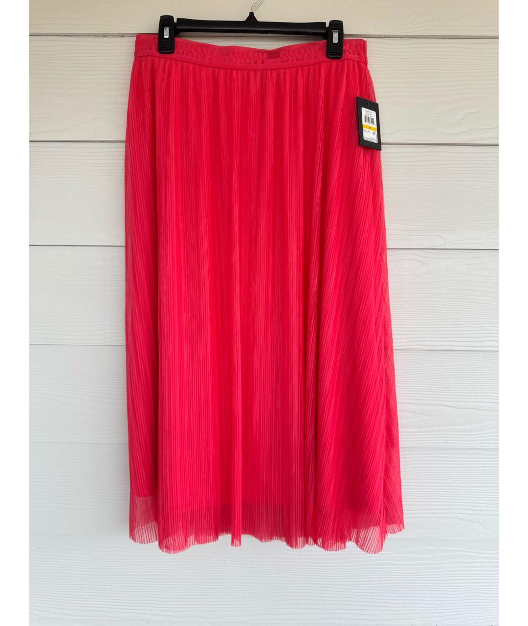 DKNY Коралловая полиэстеровая юбка миди, фото 9