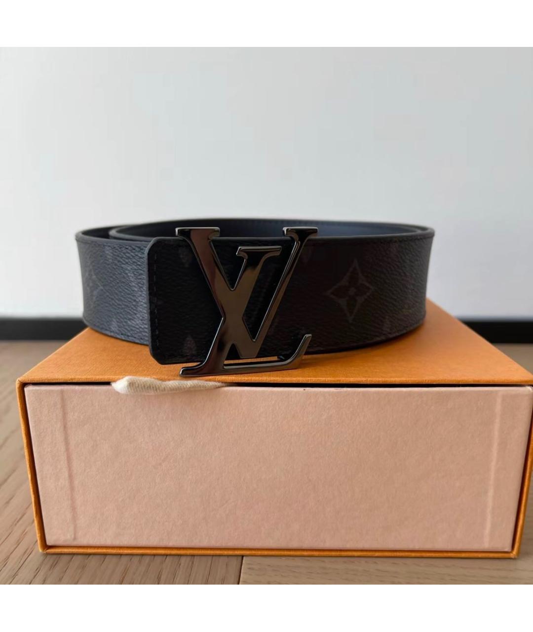 LOUIS VUITTON Черный кожаный ремень, фото 4