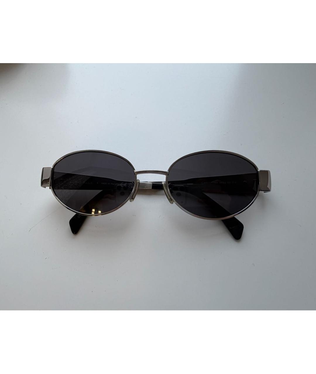 CELINE Серебряные металлические солнцезащитные очки, фото 2