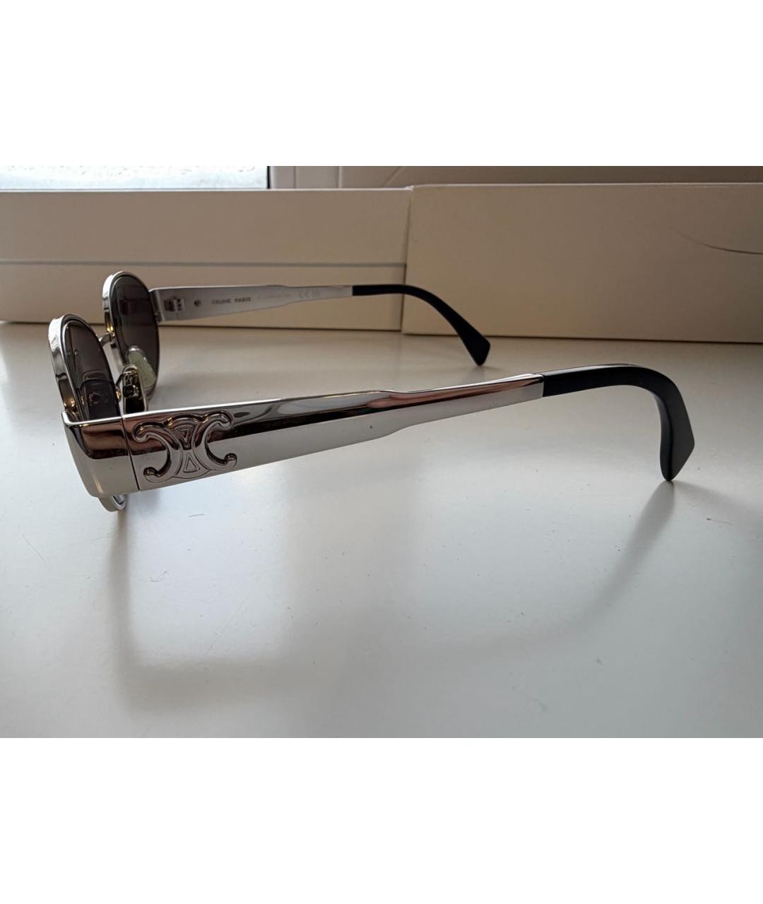 CELINE Серебряные металлические солнцезащитные очки, фото 3