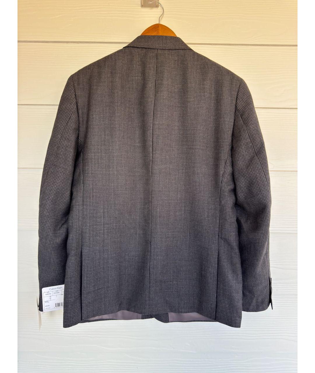 CALVIN KLEIN Серый шерстяной пиджак, фото 6