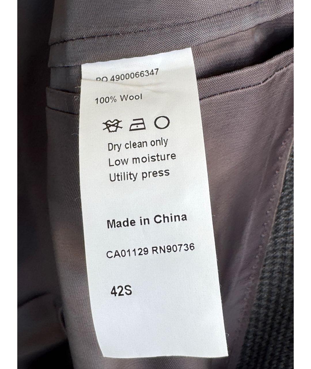 CALVIN KLEIN Серый шерстяной пиджак, фото 8