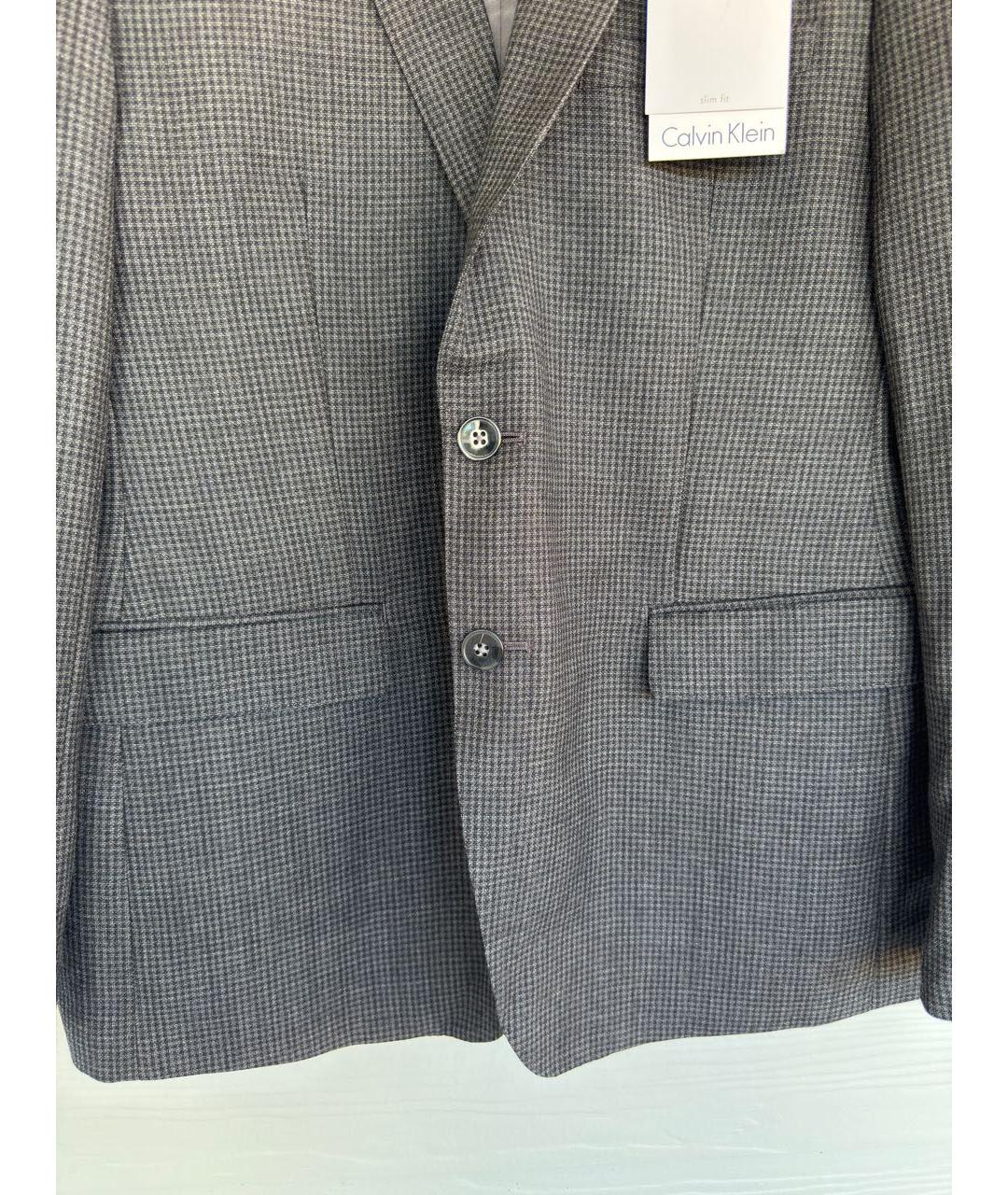 CALVIN KLEIN Серый шерстяной пиджак, фото 3