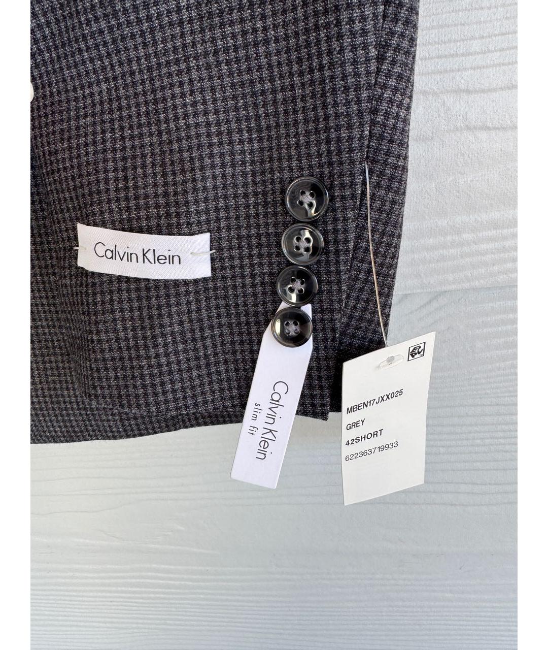 CALVIN KLEIN Серый шерстяной пиджак, фото 5