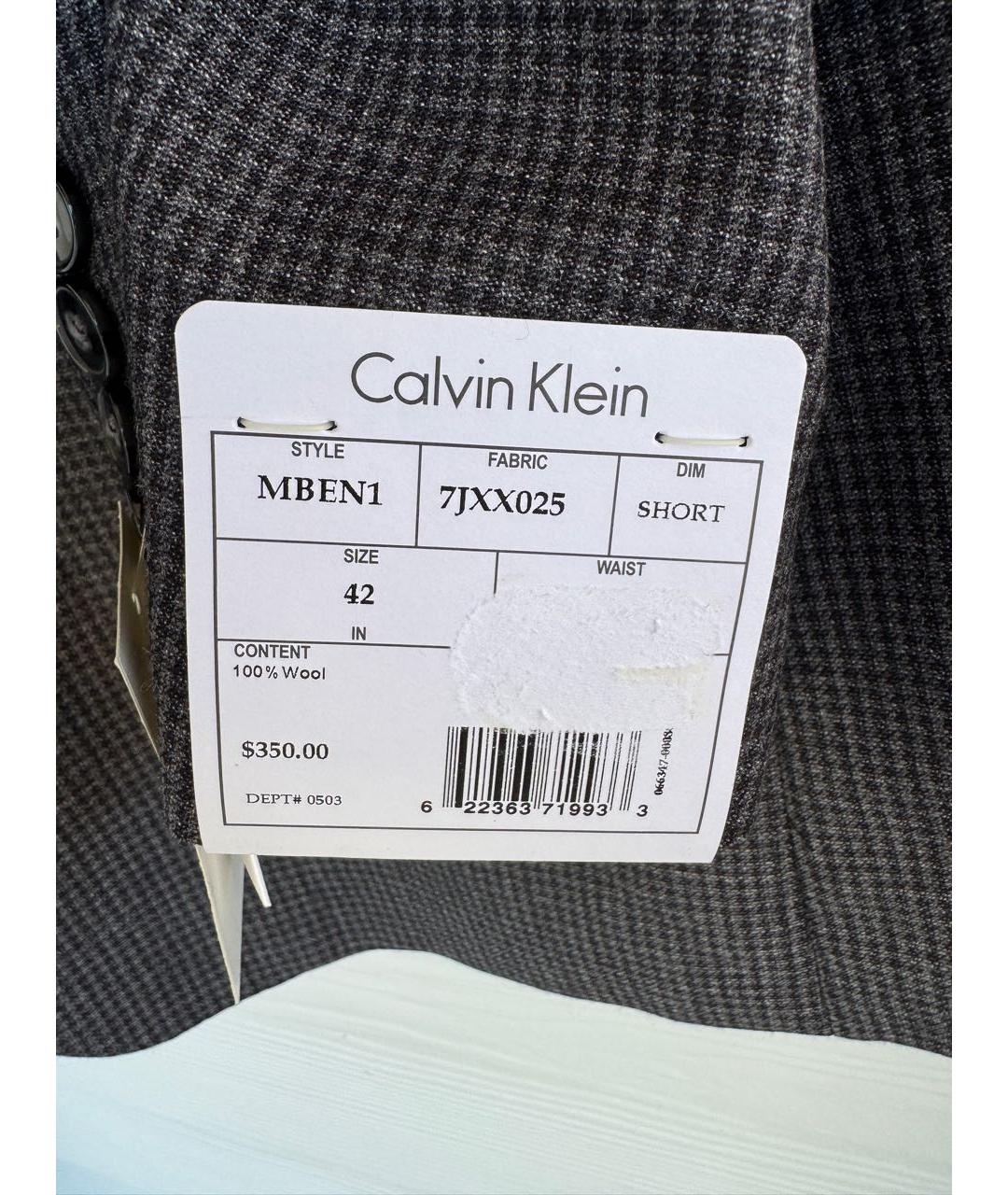 CALVIN KLEIN Серый шерстяной пиджак, фото 4