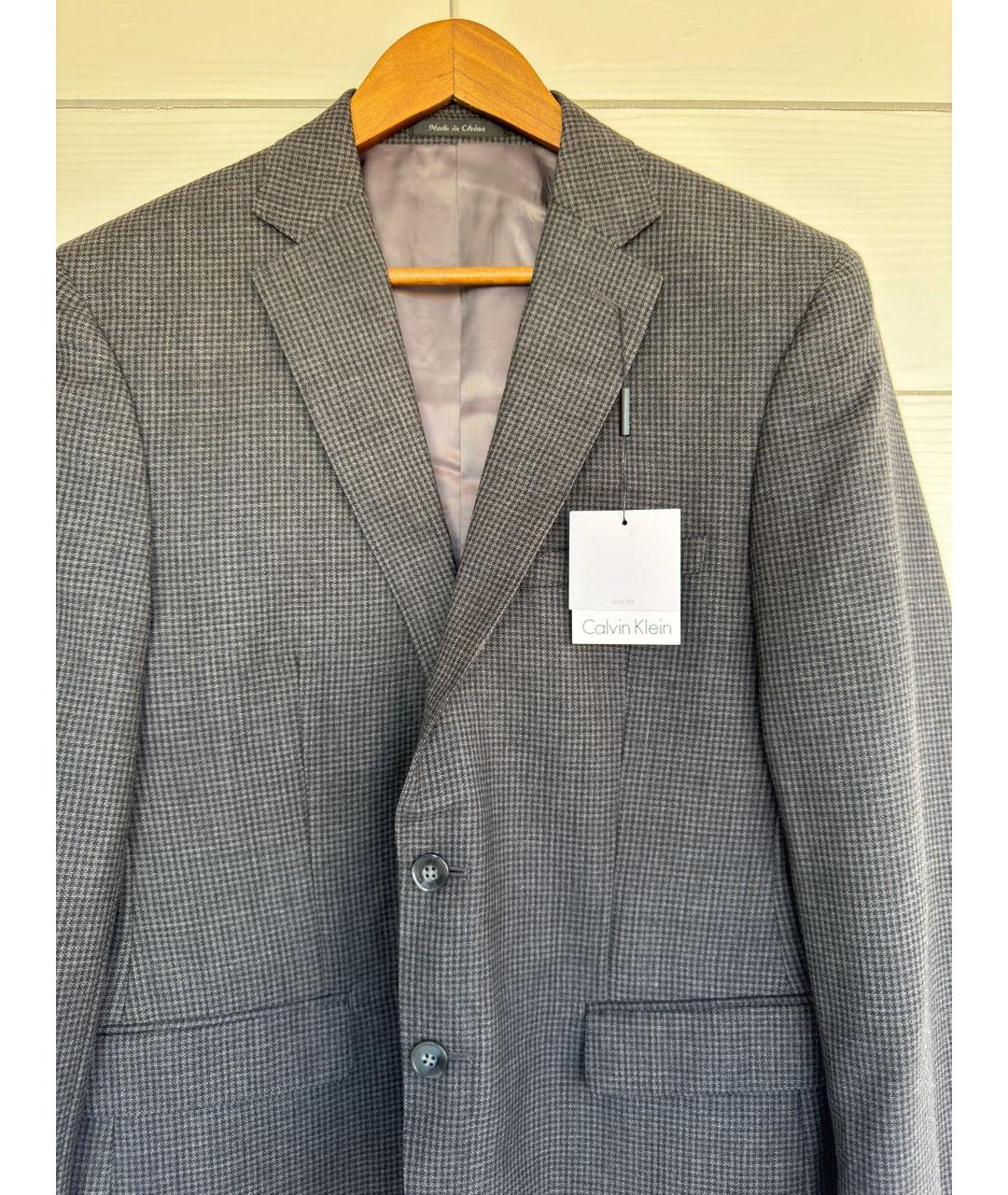 CALVIN KLEIN Серый шерстяной пиджак, фото 2
