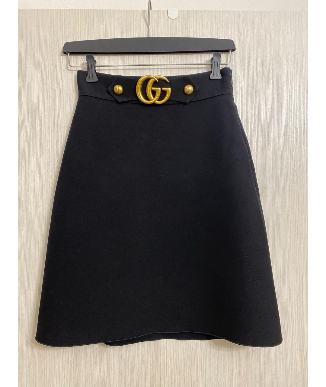 GUCCI Черная шелковая юбка миди, фото 2