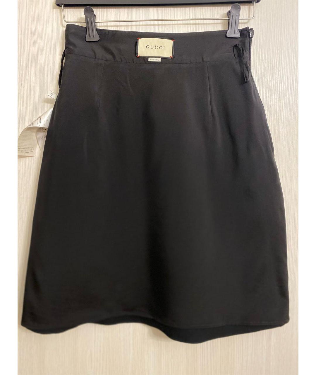 GUCCI Черная шелковая юбка миди, фото 5