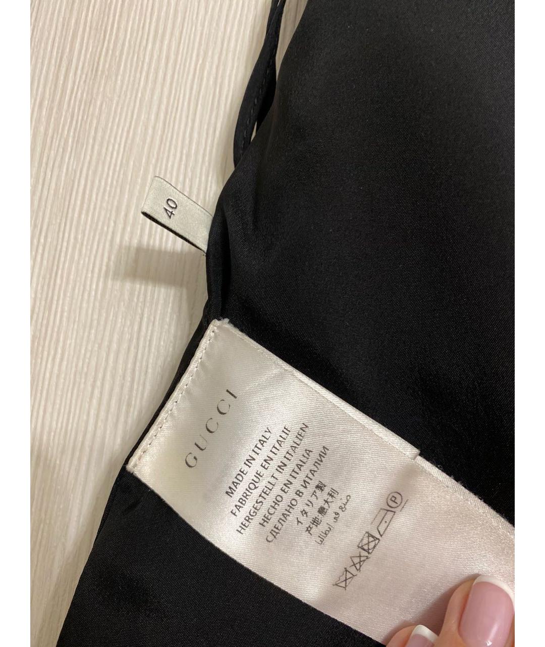 GUCCI Черная шелковая юбка миди, фото 7