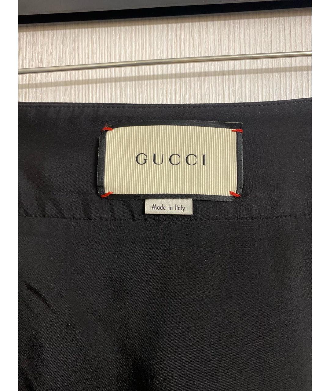 GUCCI Черная шелковая юбка миди, фото 6