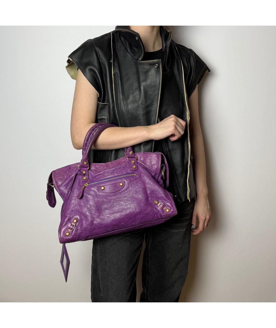 BALENCIAGA Фиолетовая кожаная сумка с короткими ручками, фото 8