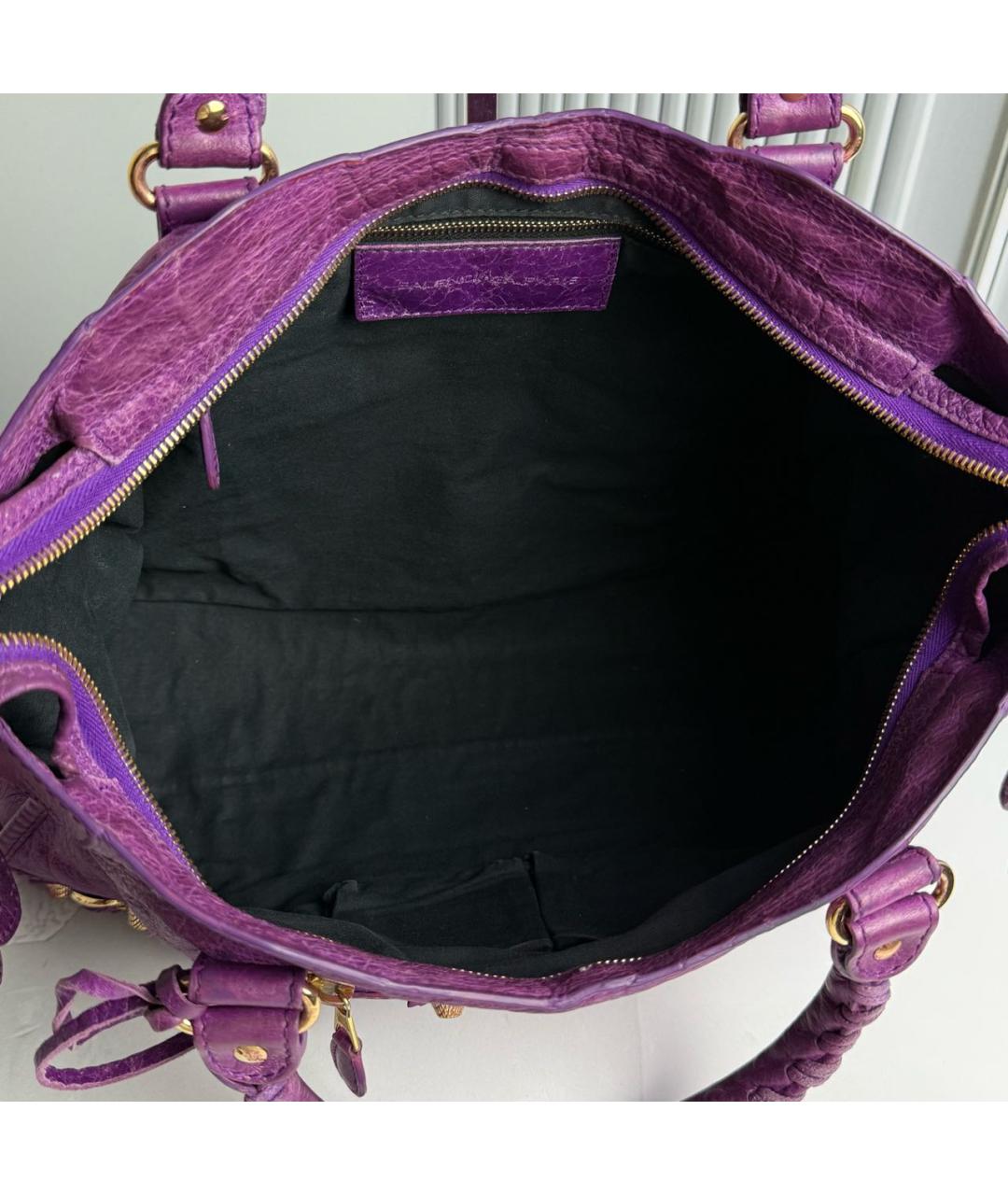 BALENCIAGA Фиолетовая кожаная сумка с короткими ручками, фото 7