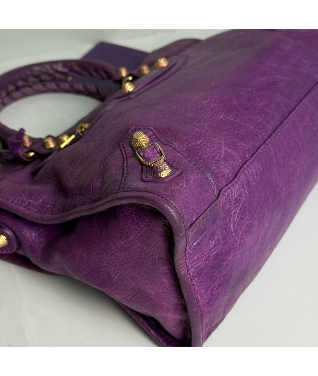 BALENCIAGA Фиолетовая кожаная сумка с короткими ручками, фото 5