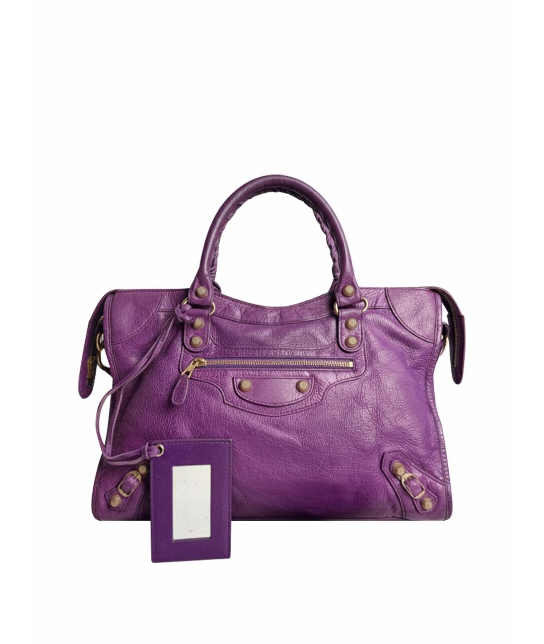 BALENCIAGA Фиолетовая кожаная сумка с короткими ручками, фото 1