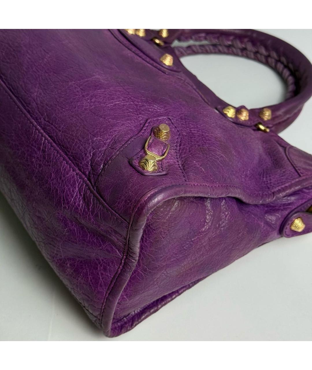 BALENCIAGA Фиолетовая кожаная сумка с короткими ручками, фото 6