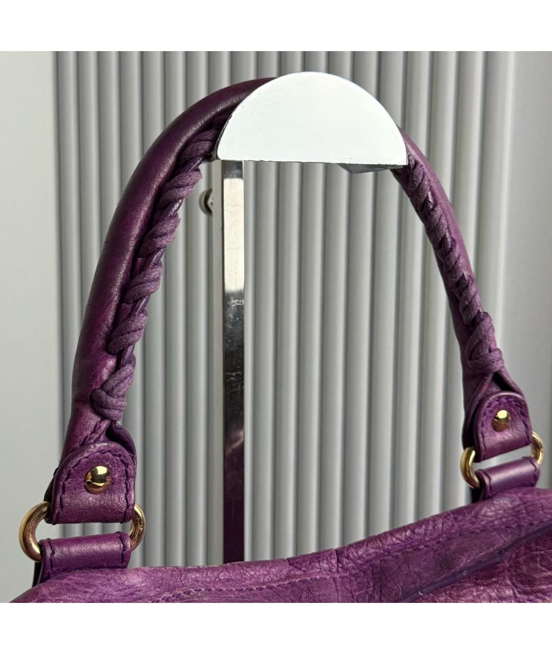 BALENCIAGA Фиолетовая кожаная сумка с короткими ручками, фото 3