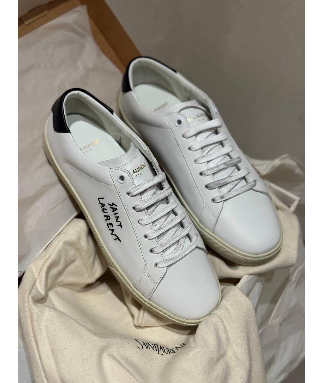 SAINT LAURENT Белые кожаные кеды, фото 2