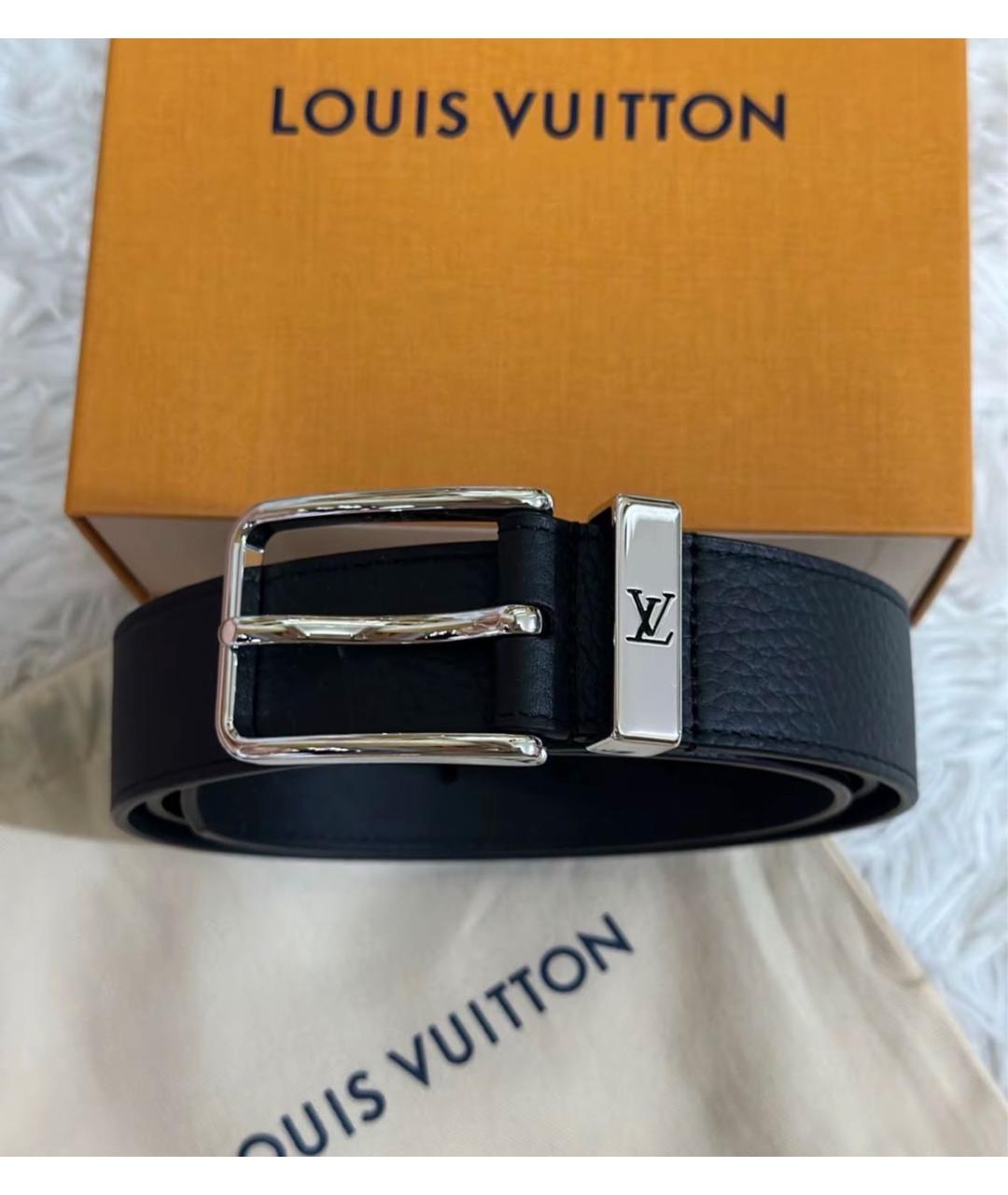 LOUIS VUITTON Черный кожаный ремень, фото 4