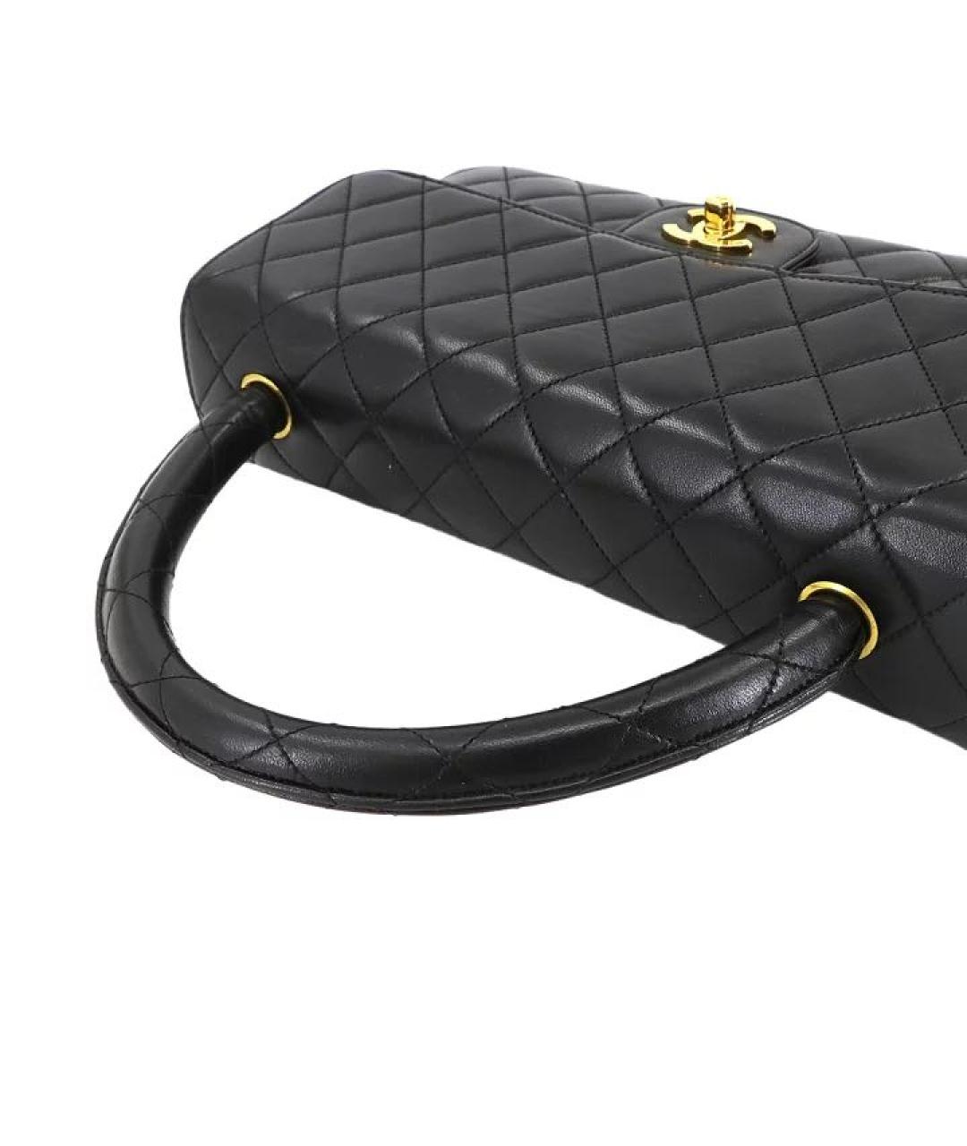 CHANEL Черная кожаная сумка с короткими ручками, фото 5