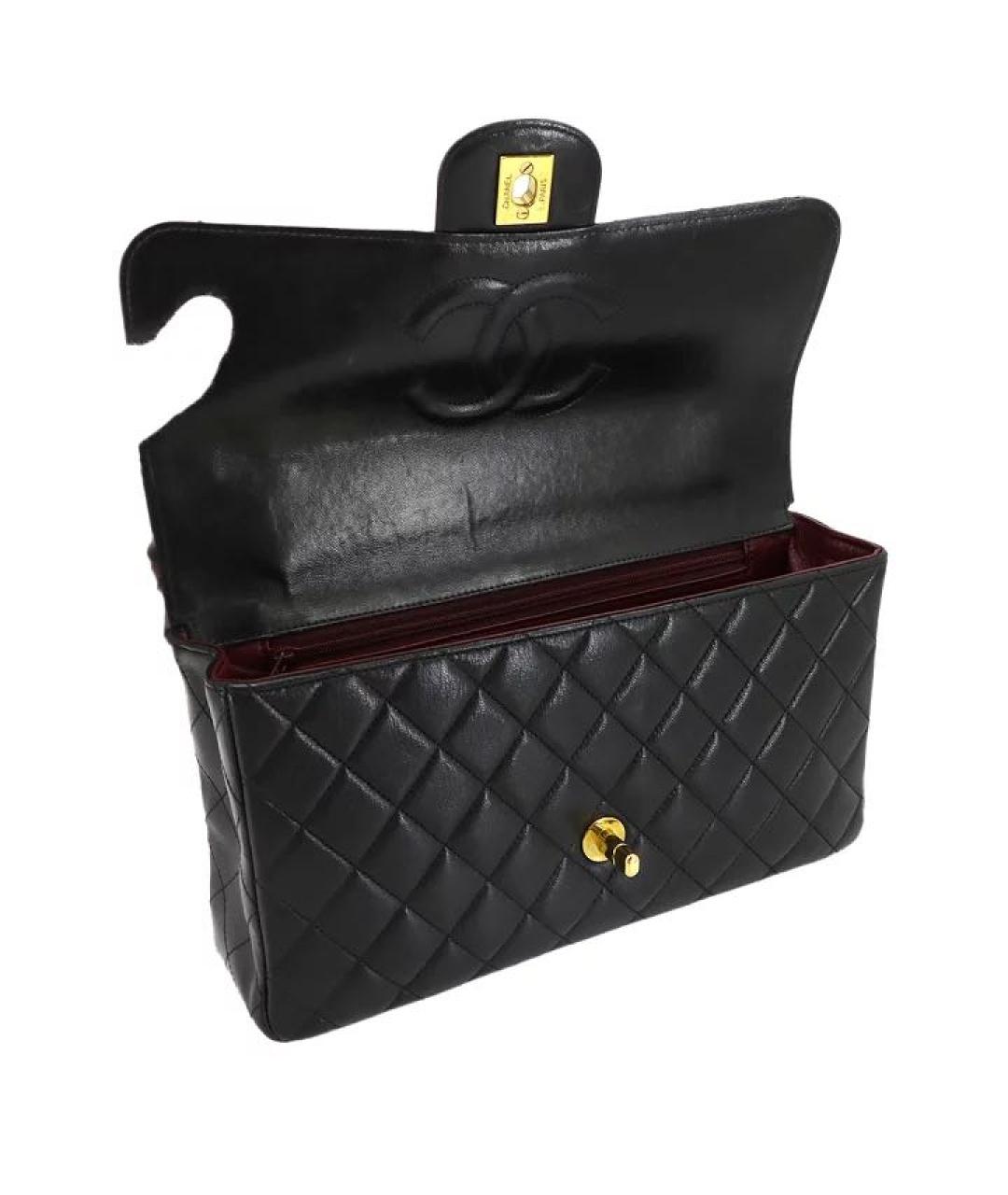 CHANEL Черная кожаная сумка с короткими ручками, фото 6