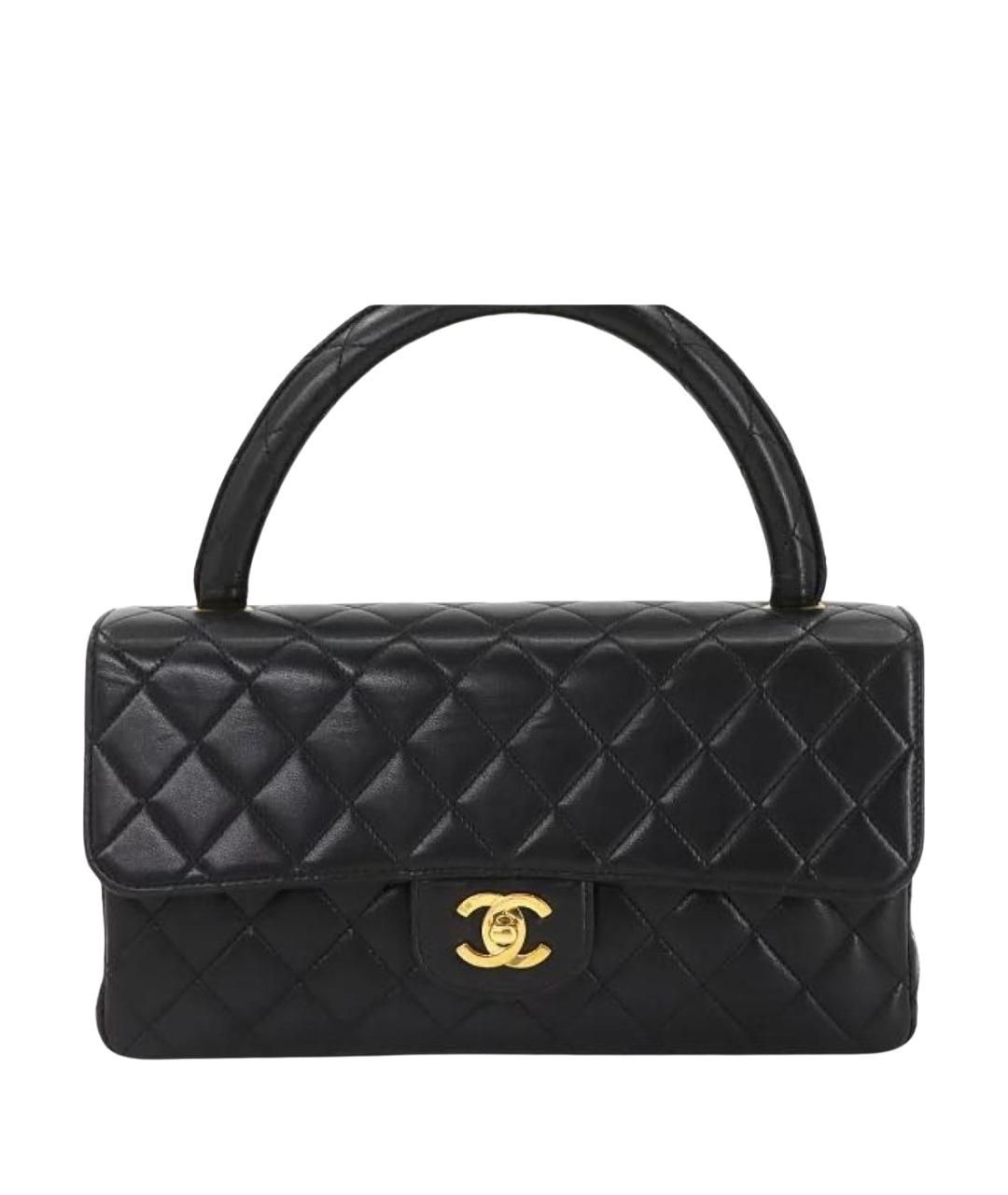 CHANEL Черная кожаная сумка с короткими ручками, фото 1