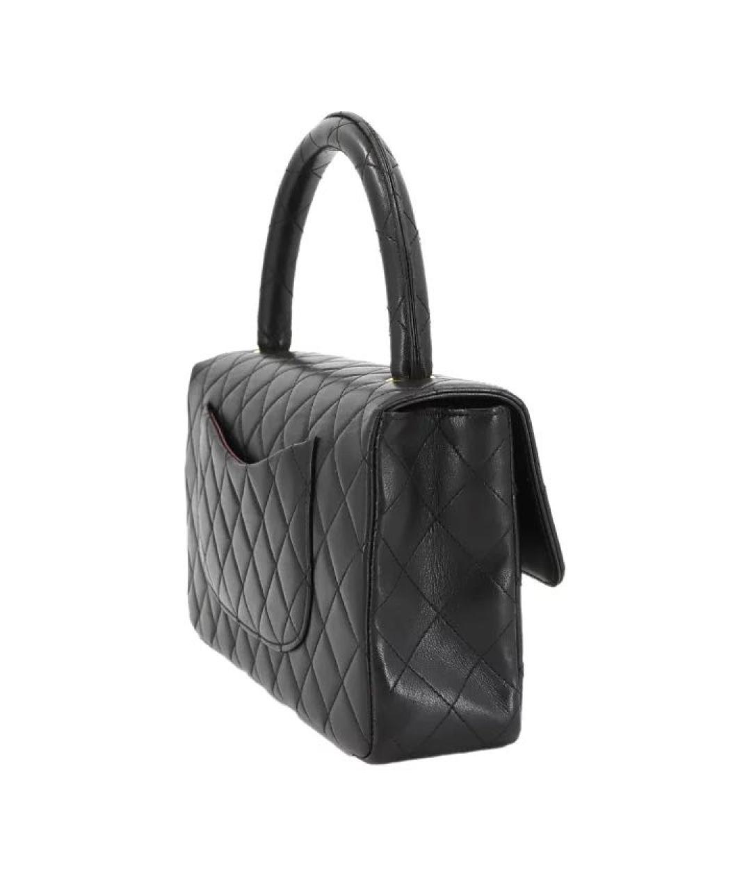CHANEL Черная кожаная сумка с короткими ручками, фото 3
