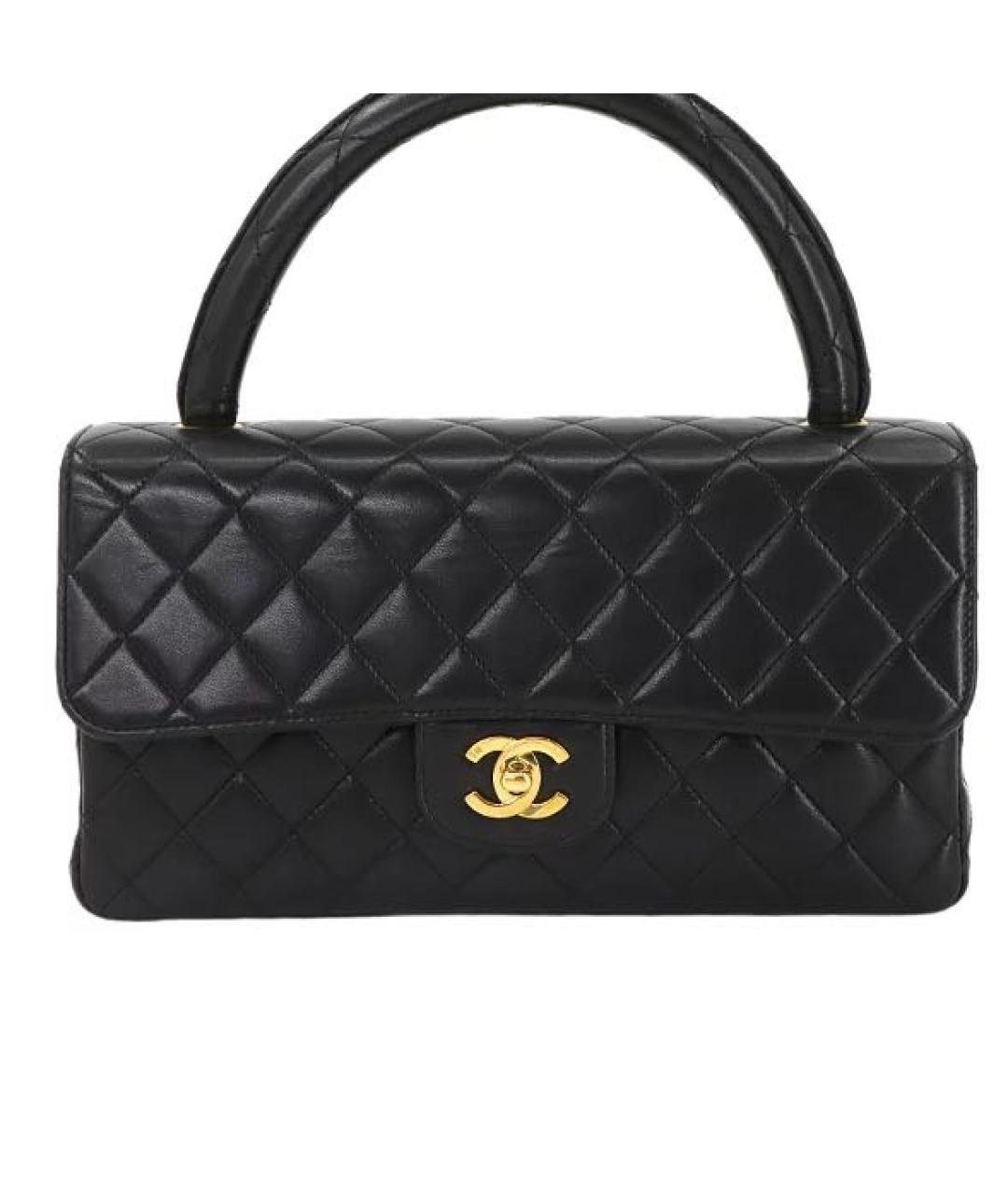 CHANEL Черная кожаная сумка с короткими ручками, фото 9