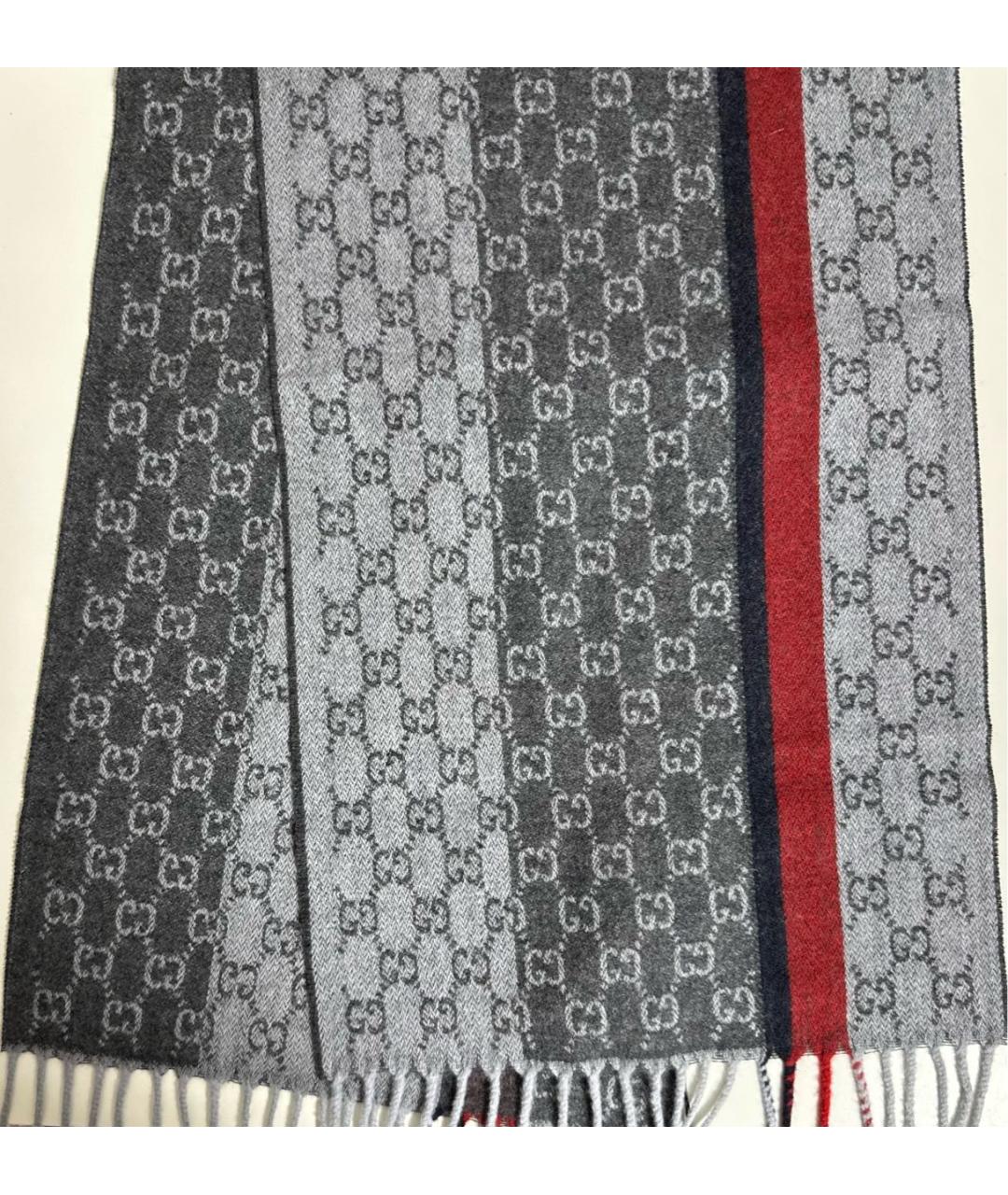 GUCCI Серый шерстяной шарф, фото 2