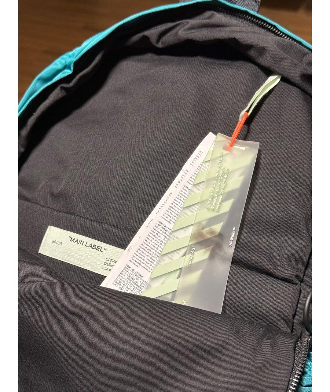 OFF-WHITE Бирюзовый синтетический рюкзак, фото 4