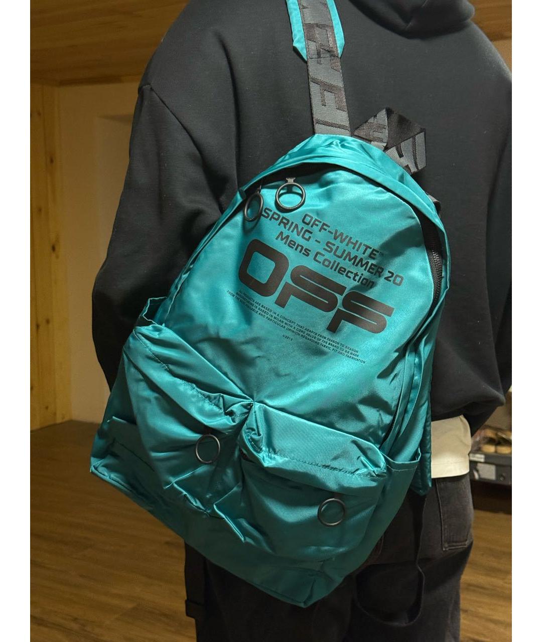 OFF-WHITE Бирюзовый синтетический рюкзак, фото 7