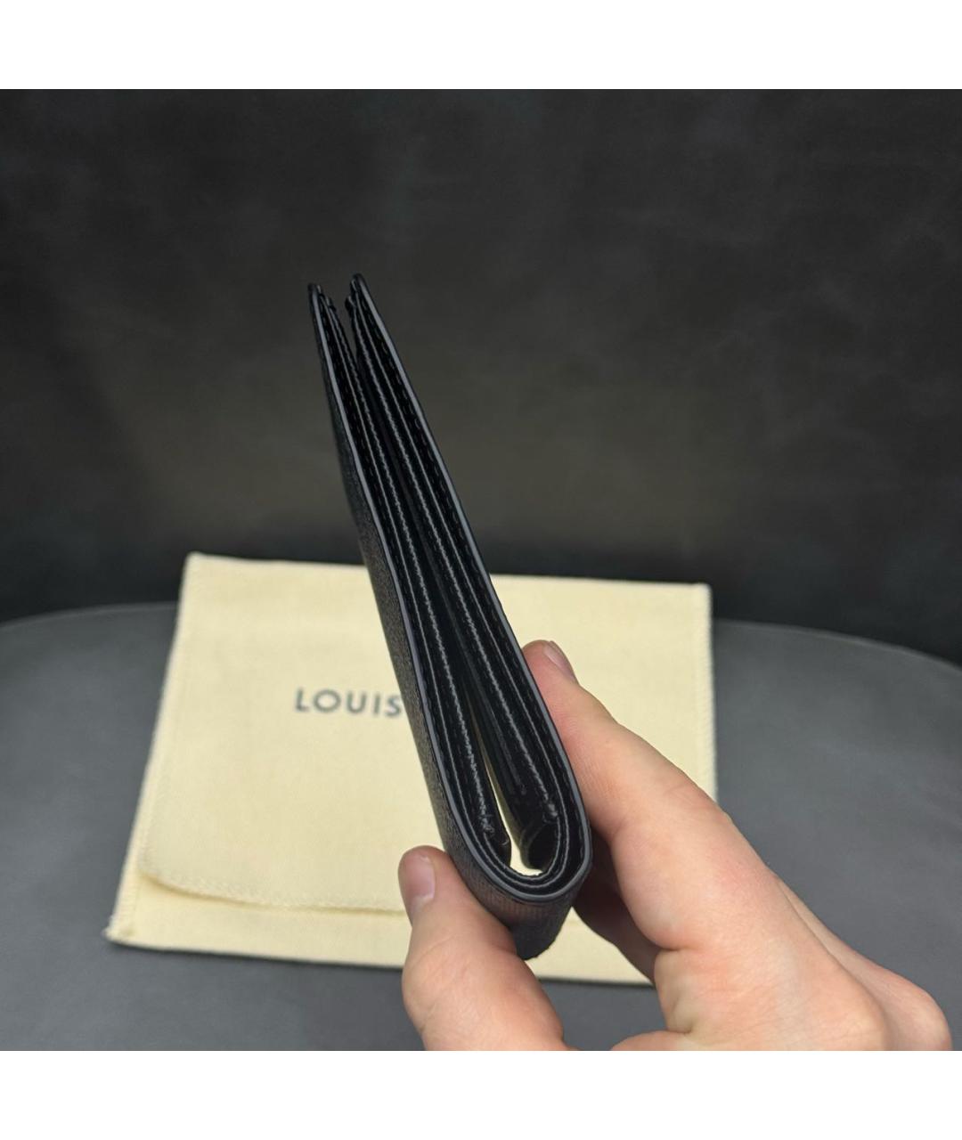 LOUIS VUITTON Антрацитовый кожаный кошелек, фото 5