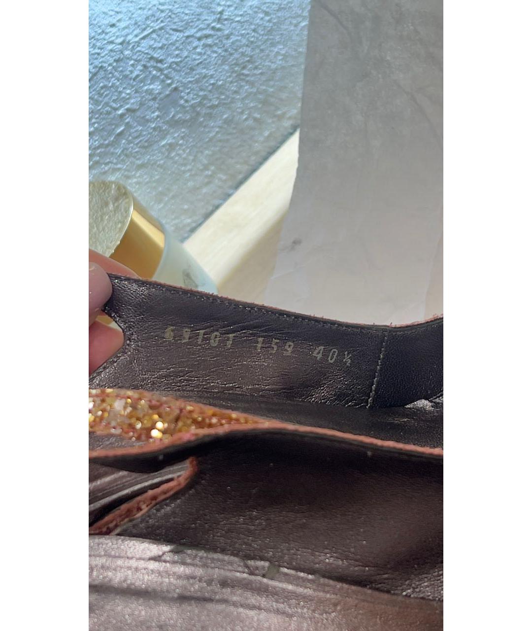 CASADEI Золотые текстильные туфли, фото 5