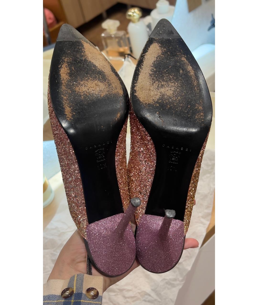 CASADEI Золотые текстильные туфли, фото 4