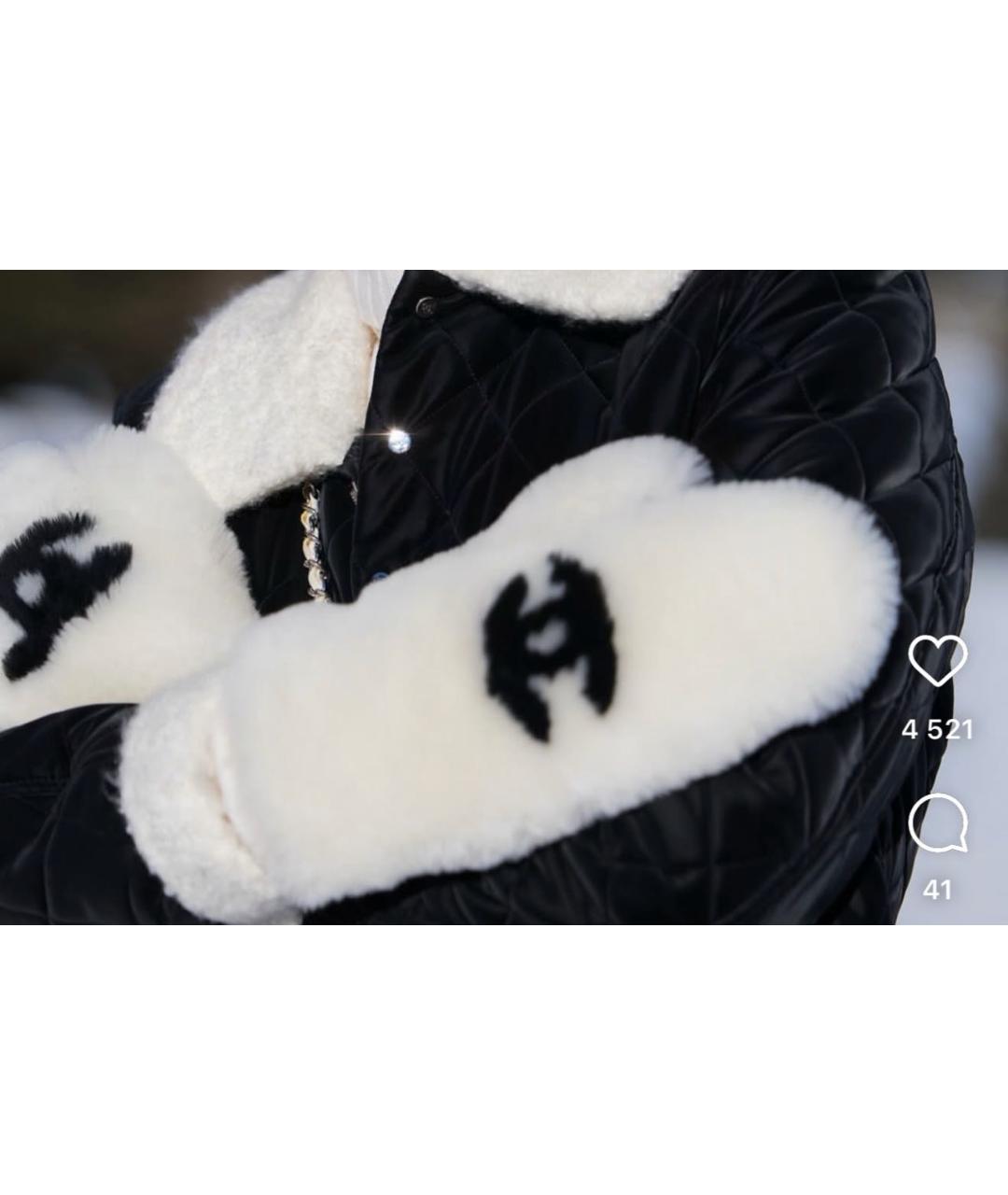 CHANEL Белые шерстяные варежки, фото 4