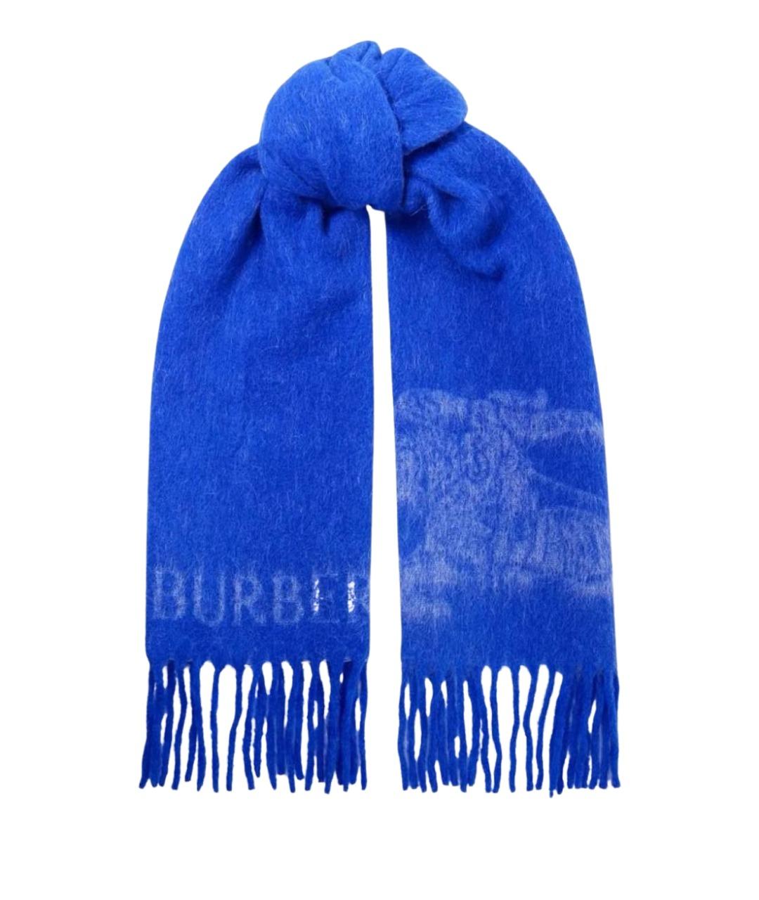 BURBERRY Синий шерстяной шарф, фото 1