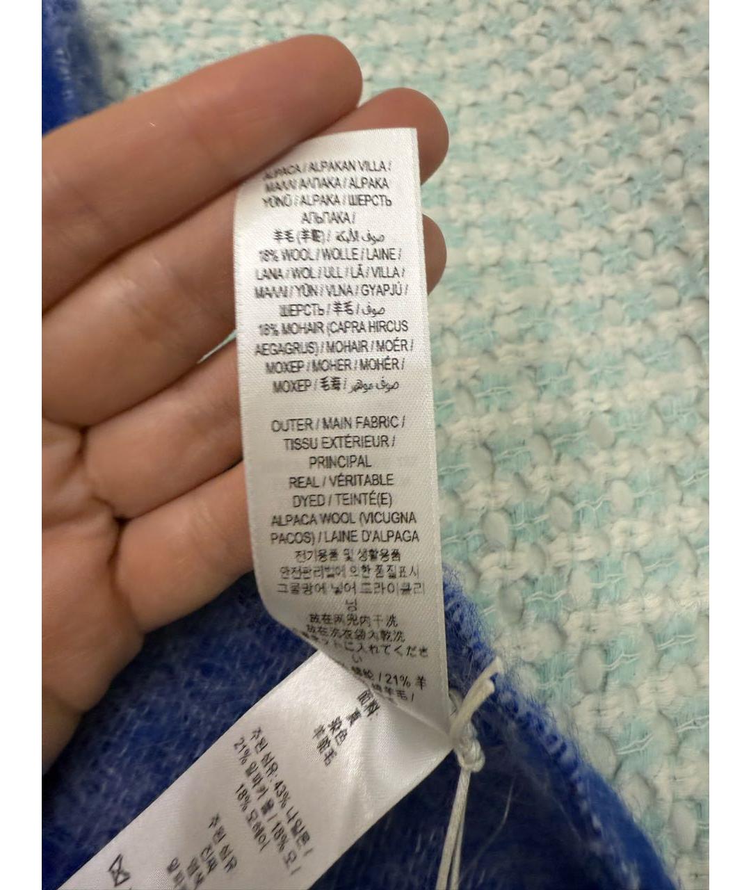 BURBERRY Синий шерстяной шарф, фото 5