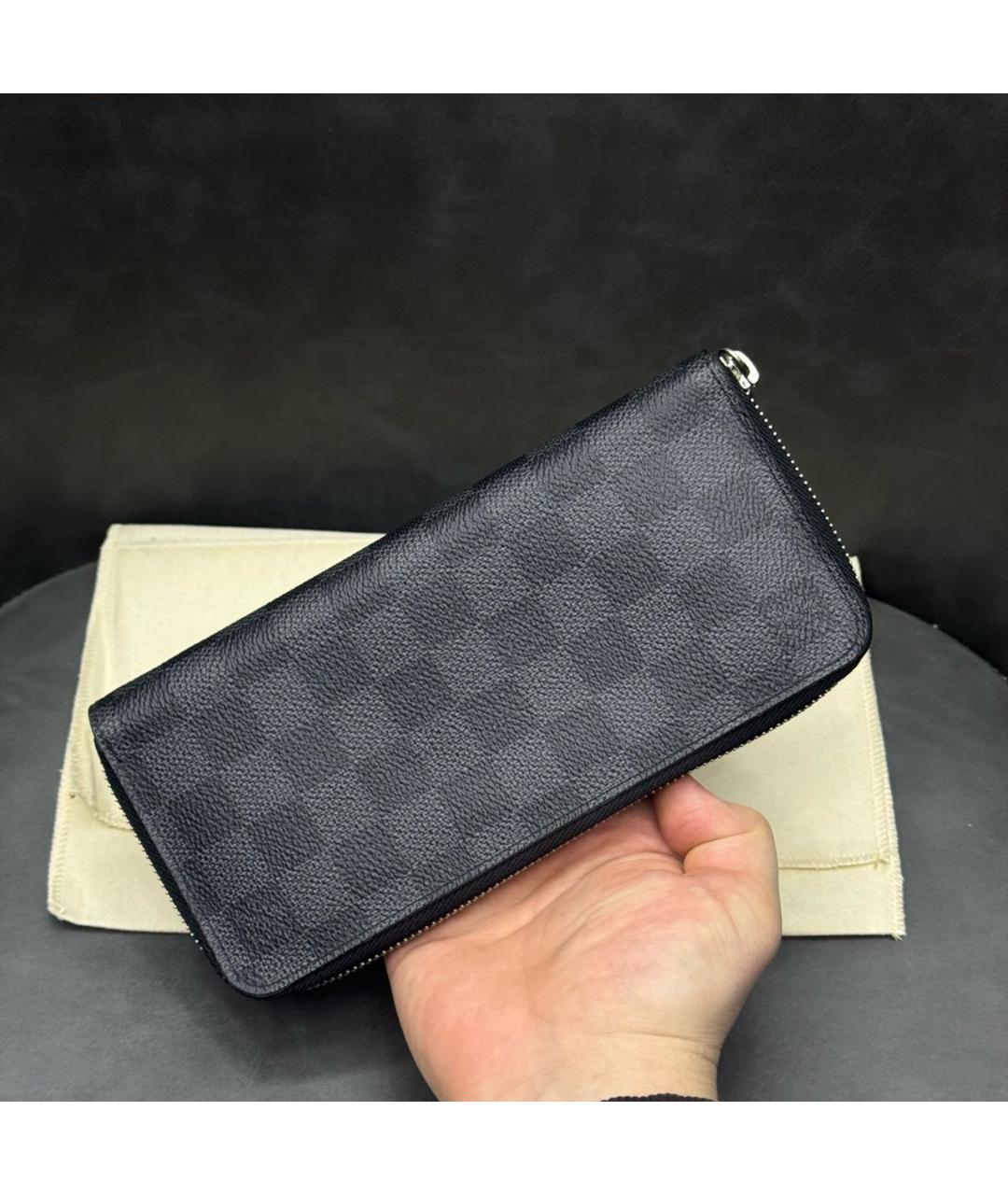 LOUIS VUITTON Антрацитовый кожаный кошелек, фото 8